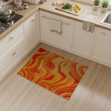 Vibrant Orange Wavy Geometric Area Rug