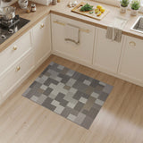 Neutral Grey Geometric Block Area Rug