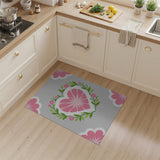 Pink Floral Heart Area Rug