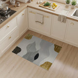 Gold Grey Abstract Wave Area Rug