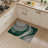 Green Abstract Crescent Wave Area Rug