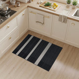Black White Geometric Block Stripe Rug