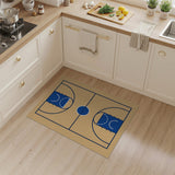 Beige and Neutral Basketball Court Geometric Area Rug