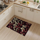 Elegant Red Ivory Satin Bow Area Rug
