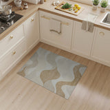 Beige Layered Wave Abstract Area Rug