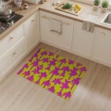 Playful Pink Cartoon Fish on Yellow Area Rug
