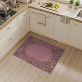 Pink Pink Ornate Floral Border Area Rug