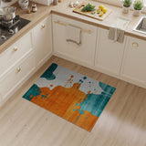 Teal Orange Abstract Area Rug