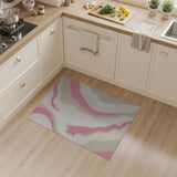 Fluid Pink Grey Abstract Wave Area Rug