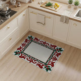 Ornate Holly Berry Festive Border Rug