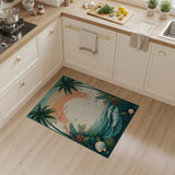 ODIKA Washable Tropical Beach Sunset Area Rug - Vintage Low Pile Non-Slip Rug