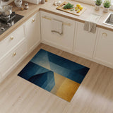 Blue and Teal Navy Teal Geometric Abstract Area Rug