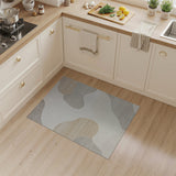 Abstract Beige Grey Organic Shape Area Rug