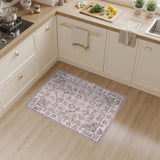 Floral Vintage Purple Floral Vintage Washable Area Rug