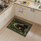 Grizzly Bear Family Woodland Area Rug