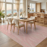 Pink Organic Foliage Washable Area Rug
