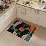 Washable Retro Vinyl Record Geometric Low Pile Area Rug