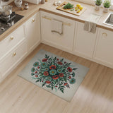 Vintage Teal Daisy Red Poppy Bouquet Rug