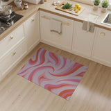 Vibrant Pink Orange Wavy Abstract Area Rug