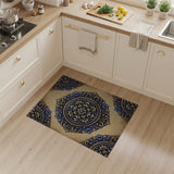 Vintage Ornate Gold Blue Medallion Area Rug