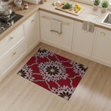 Red Pink Floral Damask Area Rug