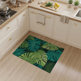 Tropical Green Monstera Leaf Washable Area Rug
