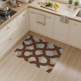 Abstract Beige Loop Rug with Brown Curves White Dots