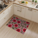Pink Vibrant Red Poppy Floral Area Rug