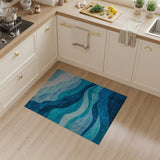 Blue and Teal Blue Teal Abstract Wave Area Rug