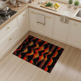 Bold Red-Orange Geometric Wave Area Rug