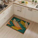 Vibrant Palm Leaf Area Rug in Orange and Teal
