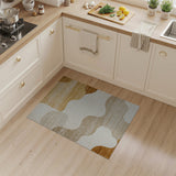Beige and Neutral Wavy Beige Neutral Abstract Area Rug