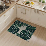 Lush Green Monstera Leaves Boho Area Rug