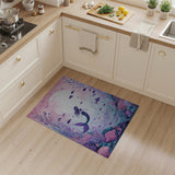 Dreamy Purple Mermaid Moonlit Ocean Rug