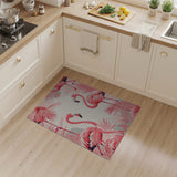 Vibrant Pink Flamingos Leaf Area Rug
