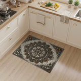 Ornate Grey Floral Mandala Distressed Rug