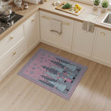 Whimsical Pink Gnome Christmas Forest Rug