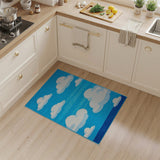 Whimsical Cartoon Clouds Blue Sky Area Rug