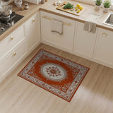 Ornate Terracotta Persian Area Rug with Floral Medallion