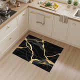 Black Gold Wavy Ribbon Area Rug