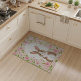 Cute Pink Bunny Floral Area Rug