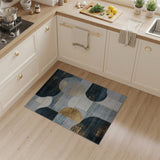 Blue and Teal Abstract Geometric Navy Blue Gold Area Rug