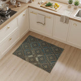 Teal Gold Ornate Floral Geometric Area Rug