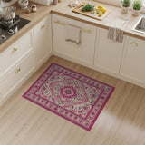 Pink Vibrant Pink Persian Area Rug with Floral Medallion