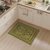 Vibrant Green Persian Medallion Area Rug with Gold Borders