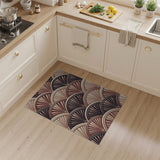 Beige Scalloped Fan Geometric Area Rug