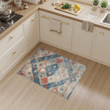 Blue Distressed Vintage Diamond Area Rug