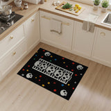 Stacked Skulls Vibrant Dots Black Area Rug