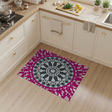 Pink Vibrant Pink Mandala Geometric Area Rug