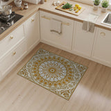 Ornate Gold Mandala Cream Area Rug